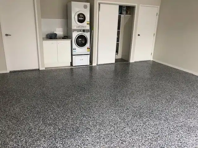 Double garage after epoxy coating by Tough Floors